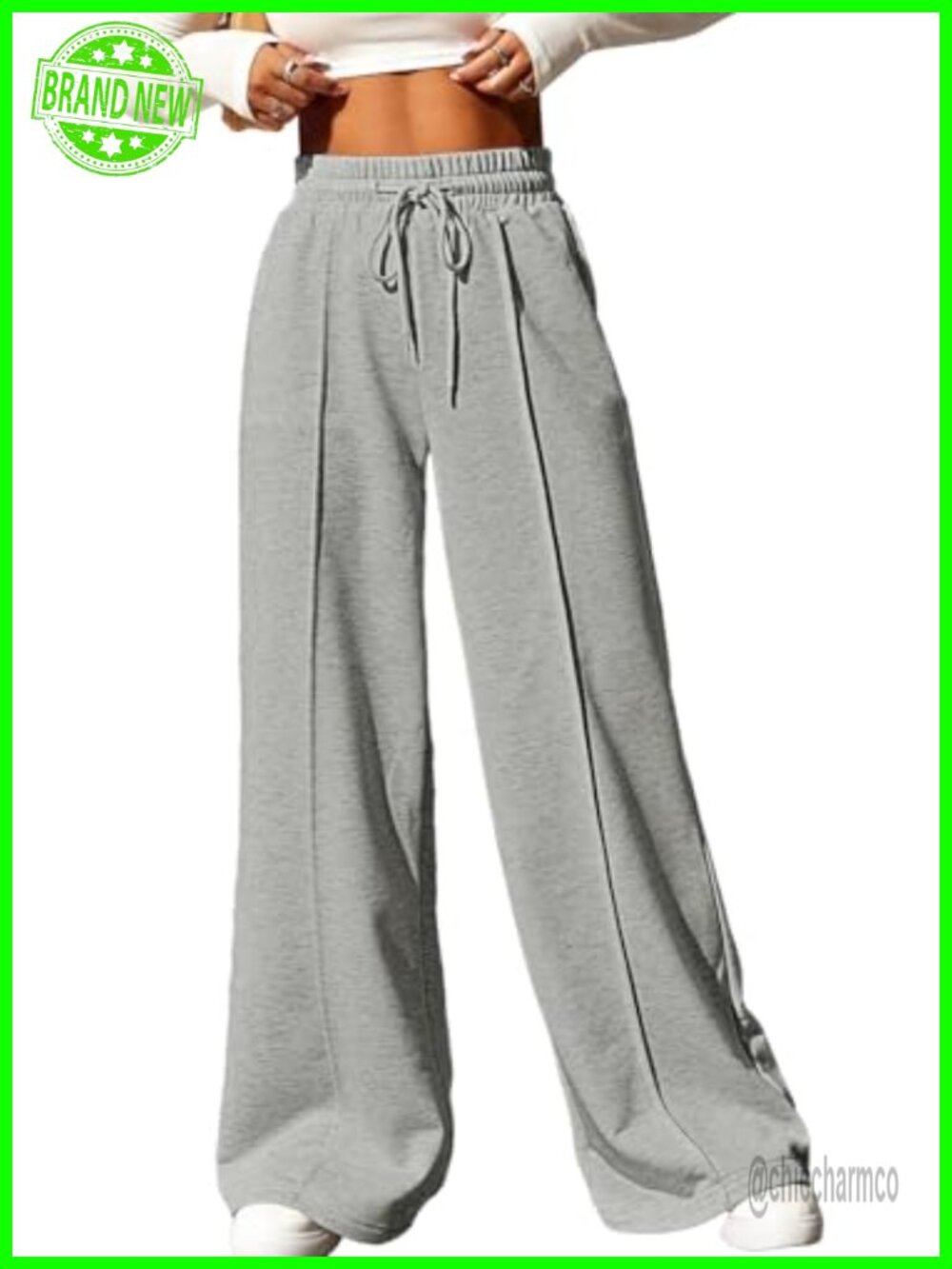 Wide Leg Sweatpants High Waisted Drawstring Pleated Casual